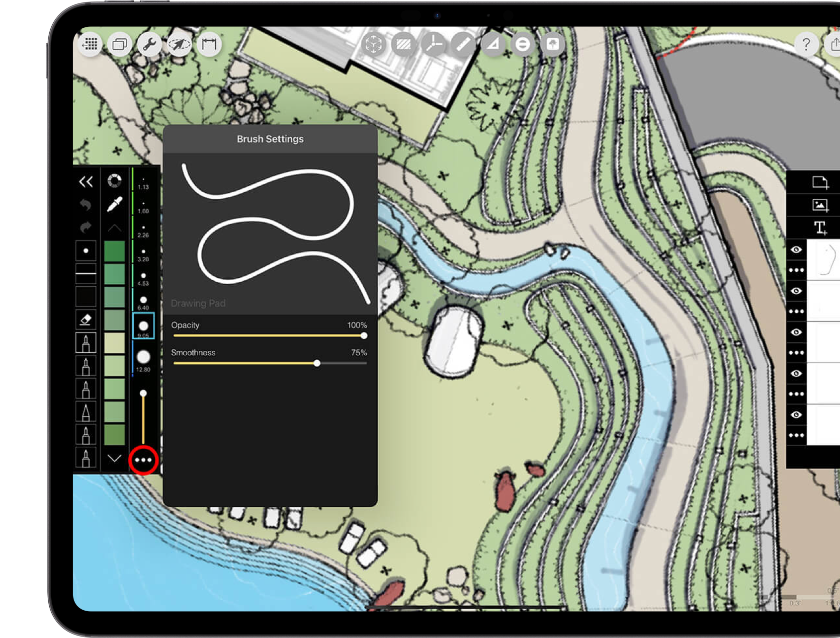Morpholio Trace: Best iPad App for Architects, smooth curves site plan